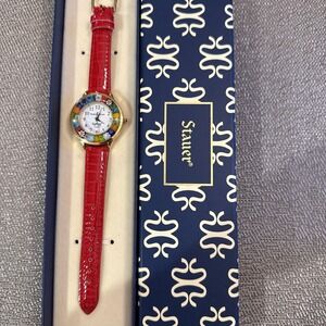 New! Stauer Venezia Murano Watch With Red Band